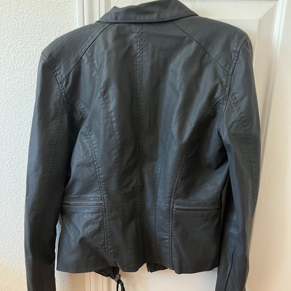 NEW Gray Faux Leather Jacket XS - Picture 2 of 2